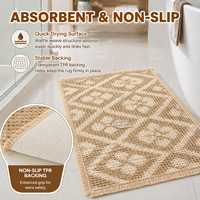 Tapis de bain en microfibre polyester contemporain, motif personnalisé, tissage gaufré, antidérapant, absorbant, 1500 GSM, respectueux de l'environnement