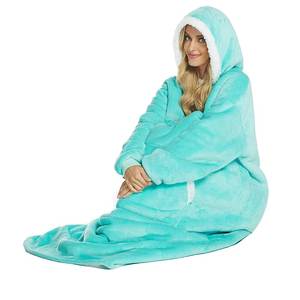 सर्दियों में पहनने योग्य हुडी कंबल, आस्तीन के साथ-साथ सुपर लंबी महिला पजामा नरम गर्म स्वेटशर्ट वयस्क शेरपा कंबल - Product Image 2