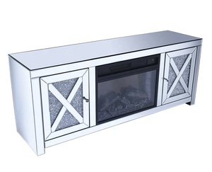 Luxury 2 Door Crystal Mirror Crushed Diamond Insert Fireplace Surround <strong>Electric</strong> <strong>Fire</strong> <strong>TV</strong> <strong>Stand</strong> for Farmhouse Bedroom Living Room - Product Image 4