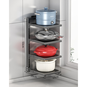 Support <span class=keywords><strong>mural</strong></span> de rangement pour pots creux en acier au carbone multicouche Accessoires de cuisine <span class=keywords><strong>Organisateur</strong></span> d'<span class=keywords><strong>évier</strong></span> avec organisation à trois niveaux - Product Image 4