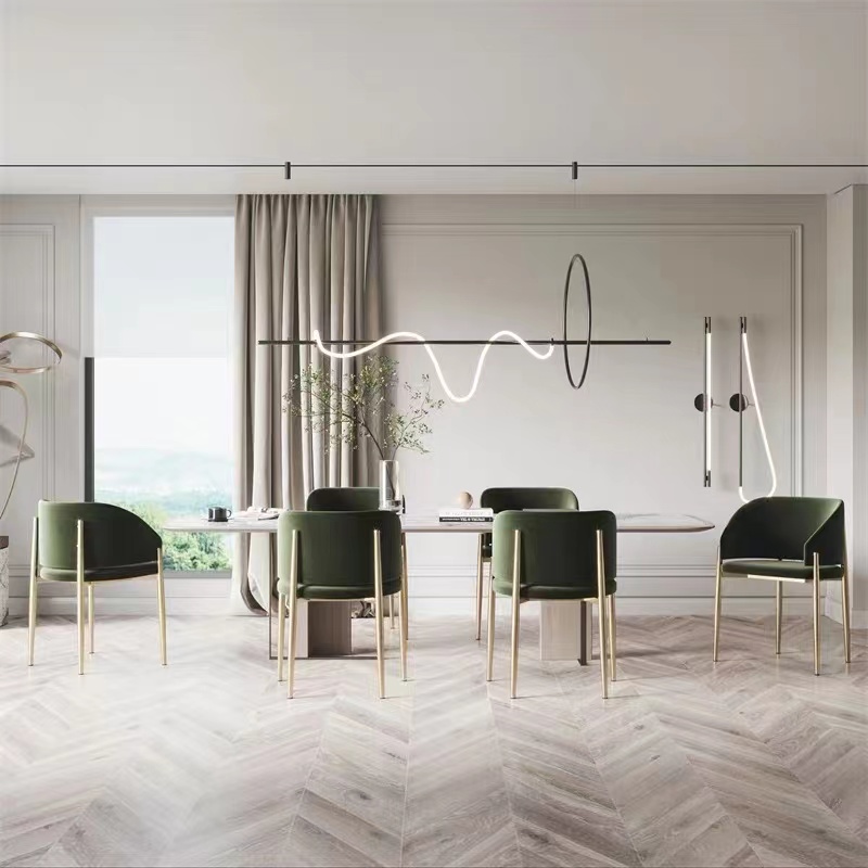 Luxury Modern Custom Color Grey Arm Chair Cafe Restaurant Makeup Dining Room Furniture Velvet Dining Chair