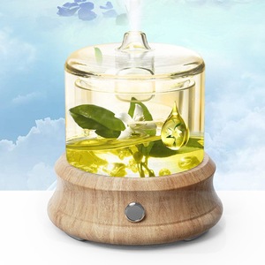 Glass Aroma Diffuser USB Wood Grain 0.5L Ultrasonic <b>Humidifier</b> For Home And Car - Product Image 1