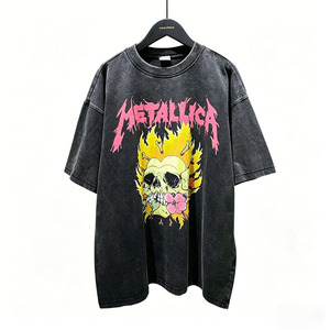 T-<span class=keywords><strong>shirt</strong></span> vintage surdimensionné pour homme, effet délavé, imprimé numérique, logo personnalisé, mélange de coton et de soie, streetwear, hip hop - Product Image 3