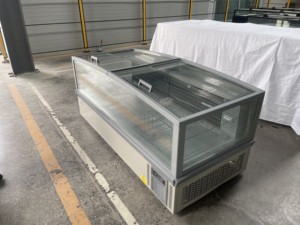 Siêu thị lớn Cửa sổ quan điểm thủy tinh LED chiếu sáng Ice Cream hiển thị đẩy lên và xuống cửa kính đảo tủ đông - Product Image 6