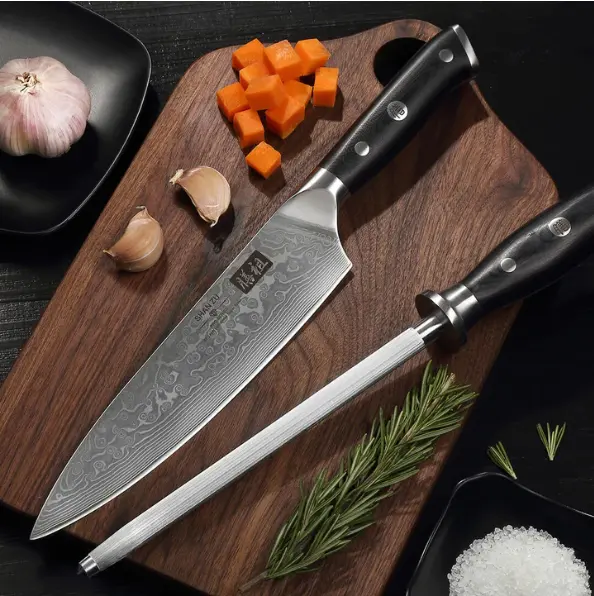 SHAN ZU PRO serisi Ultra keskin japon VG10 çelik çekirdek 8 inç profesyonel mutfak bıçakları şam şef bıçağı hediye kutusu ile