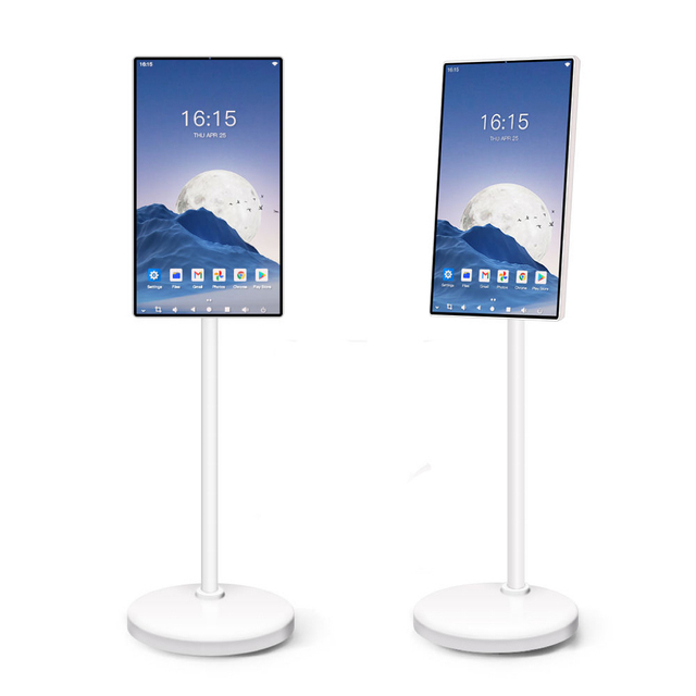 24-Inch LED Backlight White Cabinet Rolling Feature TV Remote Control HD1080 Smart Portable TV