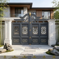 Puerta Corredera Automática de Aluminio para Jardín de Villa, Entrada de Vehículos, Motor Eléctrico, Control Remoto, Seguridad, Alta Resistencia para Obras de Construcción