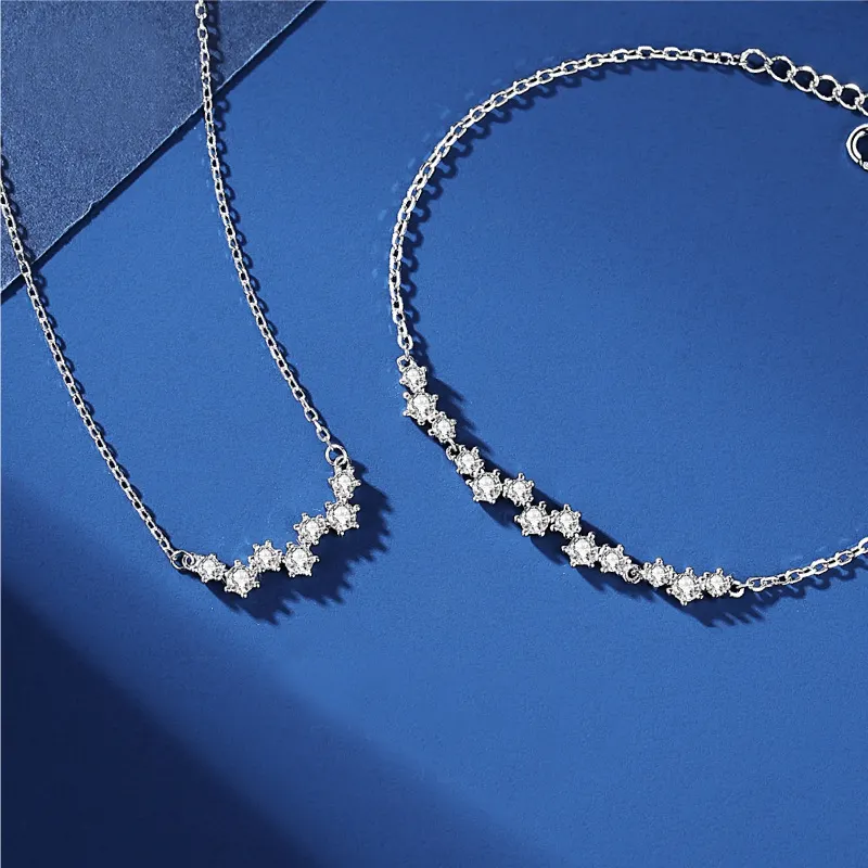 Aimgal fine jewelry S925 sterling silver 4A zirconia star necklace bracelet jewelry set