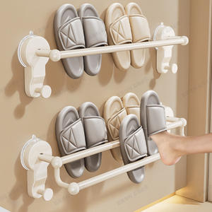 ชั้นวางรองเท้าแบบติดผนังสีครีมขาว อุปกรณ์จัดเก็บในห้องน้ำ ไม่ต้องเจาะผนัง ทนทาน - Product Image 5