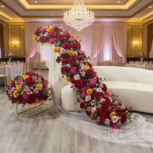 Chemin de table en fleurs artificielles très prisé, bouquet de fleurs colorées pour <span class=keywords><strong>la</strong></span> décoration de table de mariage - Product Image 2