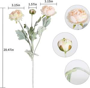 Nouvelle Collection : Fleur de rose artificielle à 3 têtes en soie française avec bords brûlés pour la décoration de la maison, les mariages et les accessoires de photographie - Product Image 3