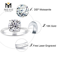 MS-236 Messi Bijoux 18k or véritable 4 carats coussin coupe moissanite diamant bague bijoux