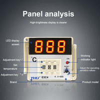 Controlador de Temperatura con Pantalla Digital E5C4, Tipo K/PT100, 0-399/0-999 Grados Celsius, Termostato con Enchufe de 220V