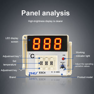 E5C4 디지털 디스플레이 포인터 노브 온도 조절기 0-399/0-999 섭씨 K 타입/PT100 타입 온도 조절기 소켓 포함 220V - Product Image 3