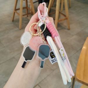 Popular Pickleball Paddles Keychain Eco-friendly Lightweight Polyester Multi-color Creative Sports <strong>Lovers</strong> Bags Wallets Car Key - Product Image 2