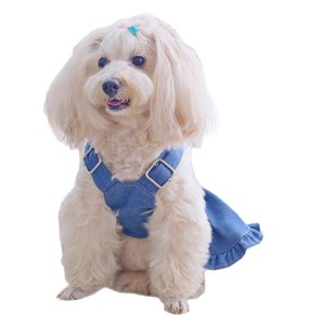 Ropa para Perros y Gatos de Diseño Europeo y <span class=keywords><strong>Americano</strong></span>, Hecha a Medida, Vestido de Mezclilla con Arnés, Falda de Mezclilla para Perros Teddy y <span class=keywords><strong>Bichón</strong></span>, Venta al Por Mayor - Product Image 5