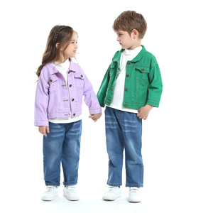 Vêtements d'extérieur unisexes pour enfants en jean uni, printemps-automne, veste en jean pour bébé garçon, enfants - Product Image 3