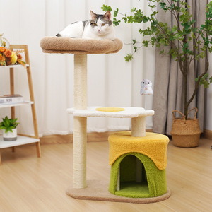 Toast And Egg <b>Cat</b> <b>Tree</b> Tower 2 Levels Large Space <b>Cat</b> Bed With <b>Scratching</b> Post For Indoor <b>Cats</b> - Product Image 1