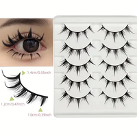 5 paires de faux cils de style anime, faux cils de style démon dramatique, courbe en D, réutilisables