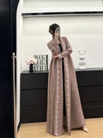 Abaya musulmane bohème de haute qualité Miyake plissée Dubaï, robe longue ample à pois pour femmes, taille plus, cardigan, robe