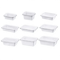 Boîte à lunch rectangulaire jetable en plastique épais de 1000 ml, blanc laiteux, pour la restauration rapide à emporter, usage commercial, rembourrée