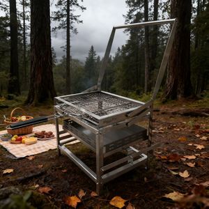 Barbecue portable pliable pour le camping |   Barbecue pliable <span class=keywords><strong>en</strong></span> acier inoxydable de 2 mm d'épaisseur pour les voyages <span class=keywords><strong>en</strong></span> voiture et après les sorties de pêche - Product Image 1