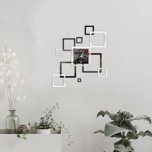 3D Acrylic <b>Wall</b> Clock DIY Geometric Square Digital Clock <b>Wall</b> Sticker Mute Clock for Living Room Bedroom Decoration - Product Image 4