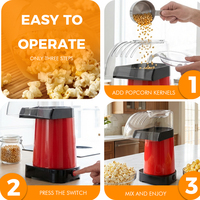 Machine à Popcorn à Air Chaud Professionnelle pour Usage Quotidien, à Cycle Rapide, pour Comptoir, avec Cuillère à Beurre Intégrée, pour Exportation en Gros