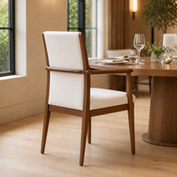 Chaise de salle à manger moderne en bois, fauteuil rembourré, siège beige, ton noyer, mobilier pour salle à manger, café, hôtel
