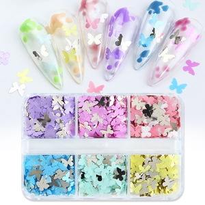 BIN vente chaude 6 grilles papillon Nail Art paillettes paillettes <span class=keywords><strong>flocons</strong></span> pour ongles fournitures décoration - Product Image 2