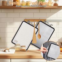 Planche à découper de cuisine 2-en-1 en acier inoxydable de 16 x 11 pouces, en paille de blé PP et acier inoxydable SS304 de qualité alimentaire pour la maison