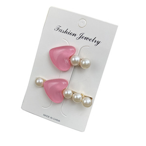 Pinza de Pelo Lateral con Forma de Corazón de Perlas de Imitación de 10 cm, Accesorio Diario para Mujer - Product Image 4