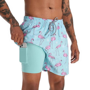 Shorts de bain pour hommes à imprimé numérique, en Spandex et Polyester, séchage rapide, avec poches, taille mi-haute 265 - Product Image 2