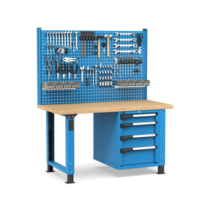 Établi réglable bleu Fami Master 150cm avec mur intégré et 4 tiroirs - Product Image 1