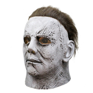 Masque intégral en latex drôle et amusant, peau pâle, fissures brunes, cheveux foncés désordonnés, texture réaliste et effrayante, doux et confortable pour fête d'Halloween - Product Image 2