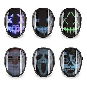 Cosplay — masque lumineux à LED pour hommes et femmes, effrayant, lueur, Halloween, avec application Bluetooth, Programmable, pour déguisement et fête - Product Image 5