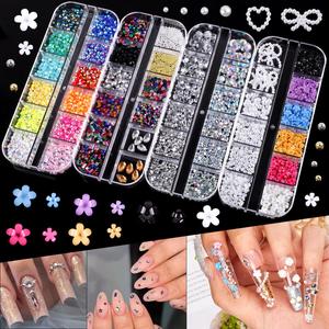 Ornements pour ongles en résine colorée, diamants cassés, diamants à fond plat, diamants ronds japonais, ornementés de mélanges dorés, simples et tridimensionnels. - Product Image 2