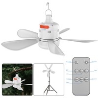 Ventilateur de plafond avec lumière AGI32, portable, silencieux, rechargeable, en ABS, pour camping extérieur et tente de dortoir