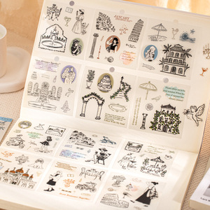 Paquete de 10 hojas, Serie de Libros de Imágenes de Viajes, Libro de Pegatinas Troqueladas, Collage de Personajes <span class=keywords><strong>Vintage</strong></span> - Product Image 3