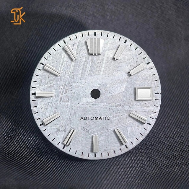 OEM/ODM Customized Natural Meteorite Watch Dials 28.5/30mm Calendar Window Unique Texture Luxury Watch Parts Manufacturer