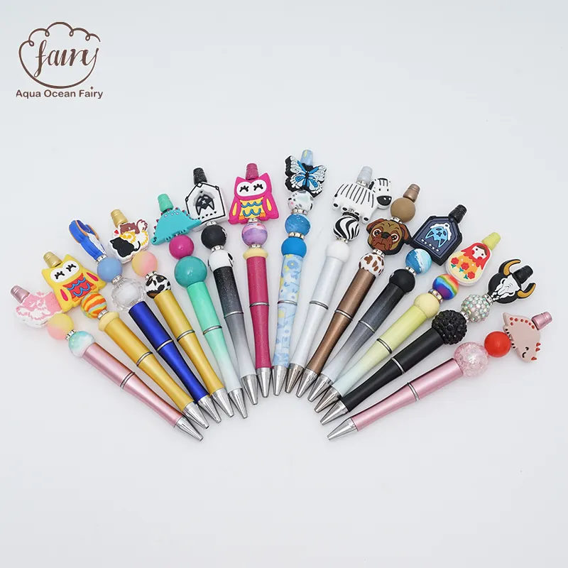 Custom DIY New Designer Beaded Pen Accessories Halloween Horror Cartoon Character Silicone Teething Focal Beads For Pens Making