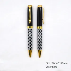 جراب قلم ذهبي فاخر القلم بالبن معدنية شعار القلم لمكتب هدية