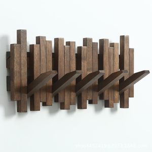 Solid Wood <b>Wall</b> Mounted Coat Rack With Multiple <b>Hooks</b> For Bedroom Entryway And Behind Door Storage - Product Image 1