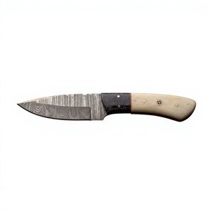 Couteau de camping à lame fixe en acier Damas avec manche en résine 20 cm - Couteau de survie DIY pour l'extérieur - Product Image 1