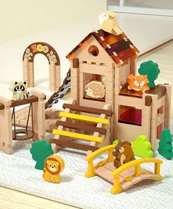 Juguetes Clásicos de Estilo Antiguo, Bloques de Construcción de Madera con Sistema de Encaje y Tenón para Parques de Diversiones - Product Image 6
