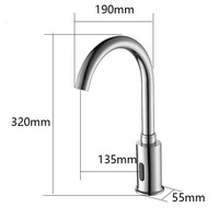 Robinet de salle de bains à capteur IR, robinet en acier inoxydable à capteur IR pour robinet de salle de bains Public de la buanderie