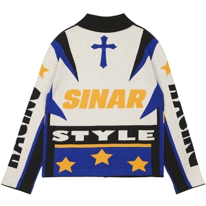 Áo len nam thiết kế logo riêng OEM, áo khoác cardigan dệt kim mùa đông, áo khoác có khóa kéo, áo khoác họa tiết, áo khoác đua xe cổ điển, áo len dệt kim nam - Product Image 2