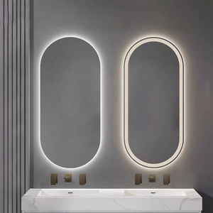 Espelho de Banheiro Oval LED 60x100cm com Lentes de Vidro Antiembaçante, Espelho de Maquilhagem Inteligente Retroiluminado com 3 Cores Reguláveis, Luxo para Hotéis - Product Image 5