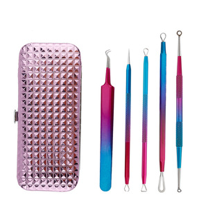 Stainless Steel Acne Needle 5-Piece Set Colored <b>Titanium</b> Blackhead Remover Tool For Face Skin Care - Product Image 4