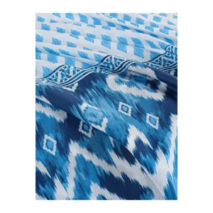 Juego de Ropa de Cama Doble de Algodón de Tejido Liso Karden Flower Pamela, Azul, Incluye Funda Nórdica, Sábana Plana y 2 Fundas de Almohada, Suave y Transpirable para Dormitorio - Product Image 4